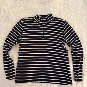 L.L. Bean Navy and White Striped Pullover